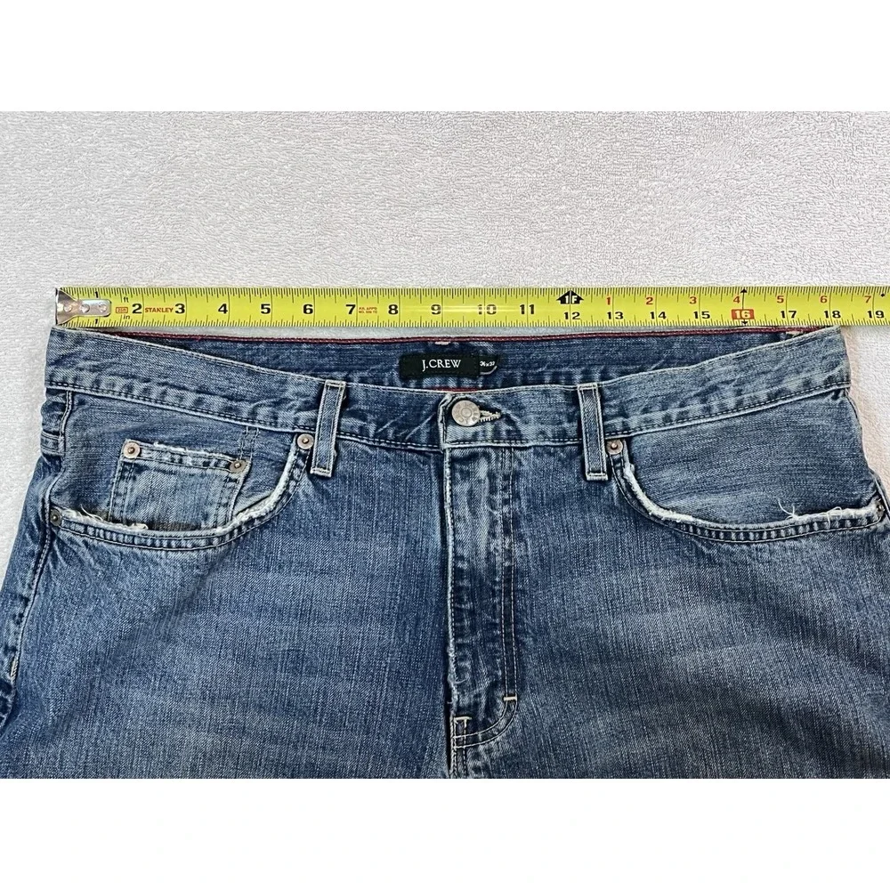 Vtg Y2K J Crew Jeans Mens 36x32 Loose Fit Straight Made in USA Denim Distressed